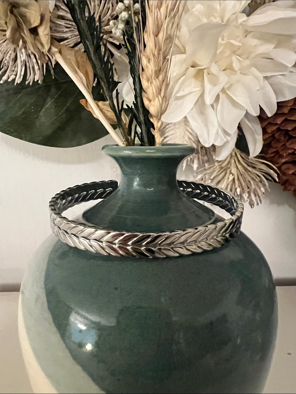 Plunder Silver Wheat-Pattern Bangle Bracelet
